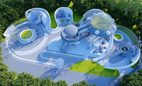 Modern Children's Play Area Children's Paradise Spaceship Theme Park Cloud Paradise Spaceship Theme Framework 3d model