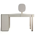 Modern Dressing Table With Round Mirror Drawers And Open Shelf Design 3d model