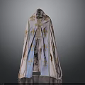 Pink And Blue Cloak With Gold Floral Patterns And Decorative Trim