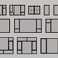 Various Window Styles With Black Frames Displayed On White Background 3d model