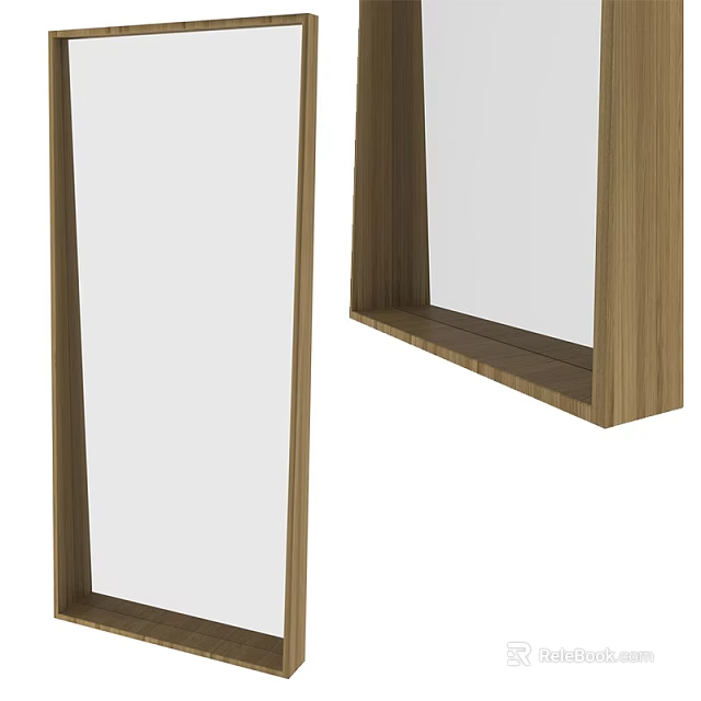 Modern Wooden Framed Mirror With Sleek Minimalist Design For Home Decor 3d model 