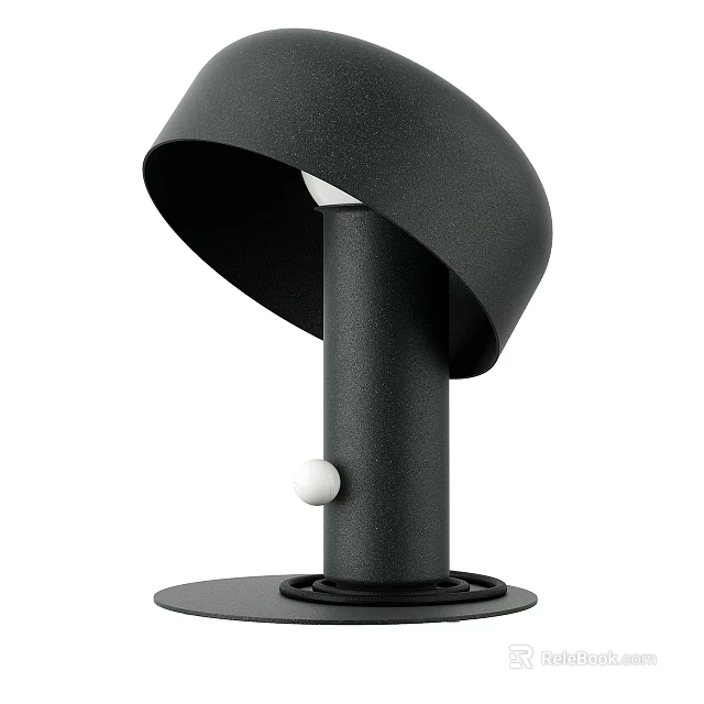 Modern Black Table Lamp With Bell Shade And Cylindrical Base Design 3d model 