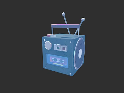 Classic Blue Portable Radio With Antenna Speaker And Control Buttons 3d model