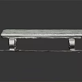 Weathered Stone Bench With Carved Legs On Granite Pebble Mat Outdoor Decor