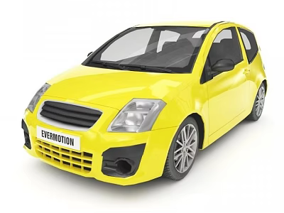 Yellow Evermotion Small Compact Hatchback Car With Modern Front Grille And Alloy Wheels 3d model
