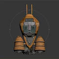 Futuristic Orange Robot ZIRA 01 with Mechanical Antennas and Bird Perched on Pole with Rocks