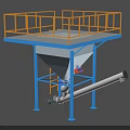 Industrial Hopper Equipment With Yellow Guardrail Blue Support Frame And Pipeline