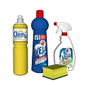 Essential Bathroom Small Accessories With Cleaning Detergent Spray Bottle And Sponge