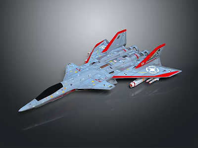 Futuristic Spacecraft Model With Red Accents And Streamlined Design For Space Missions 3d model