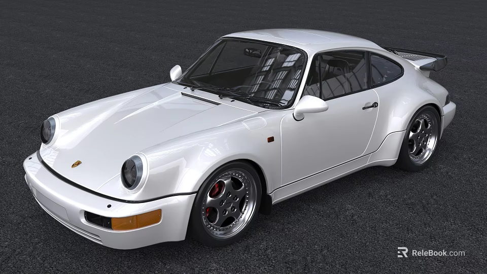 White Classic Sports Car With Sleek Body Alloy Wheels And Round Headlights 3d model 