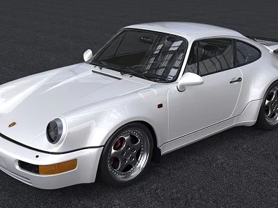 White Classic Sports Car With Sleek Body Alloy Wheels And Round Headlights 3d model