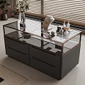 Elegant Modern Glass Jewelry Cabinet With Metal Frame And Decorative Items