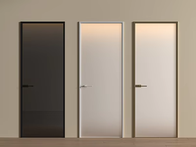Three Modern Flush Doors In Black White And Beige For Home Interior Design 3d model
