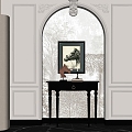 French-style Entrance Cabinet Half-arc Side Cabinet Floor Lamp Wall Panel Arch Door Hole 3d model