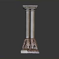 Intricate Stone Sculpture Pedestal With Two Columns And Carved Base