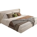 Modern Double Bed Featuring Upholstered Headboard Decorative Pillows And Cozy Blankets 3d model
