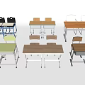 Different Style Home Office Desks With Colorful Chairs And Wooden Metal Frames