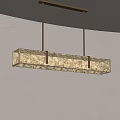 Modern Rectangular Chandelier With Beige Marble Texture Hanging From Gray Ceiling 3d model