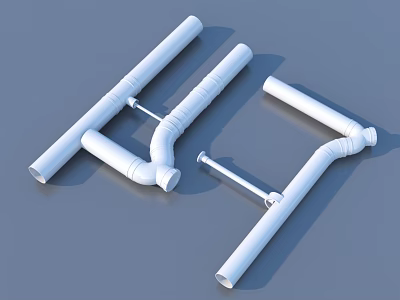 White Pipe Fittings With Various Shapes For Household Plumbing Use 3d model