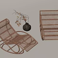 Stylish Wicker Lounge Chairs With Decorative Vase And Dried Flowers