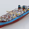 Maersk Line Container Ship Loaded With Multicolored Containers Sailing On Water 3d model