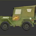Green Cartoon Toy Jeep With Big Eyes Canvas Top And Large Wheels