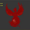 Mythical Phoenix With Flaming Red Feathers Spreading Wings Surrounded By Glowing Fire