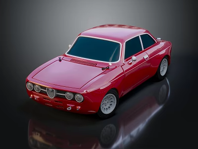 Red Vintage Sports Car With Shiny Body Classic Headlights And Silver Wheels 3d model