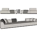 Modern Gray Sectional Sofa With Soft Pillows And Comfortable Design 3d model