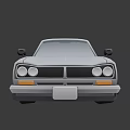 Silver Vintage Car With Red Circular Background And Classic Retro Design