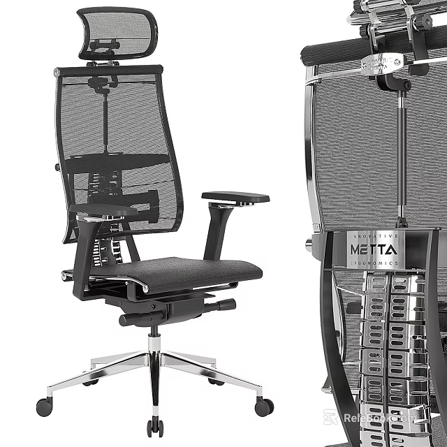 METTA Office Chair Ergonomic Mesh Back Adjustable Height Armrests Modern Design 3d model 