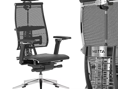 METTA Office Chair Ergonomic Mesh Back Adjustable Height Armrests Modern Design 3d model