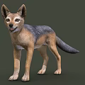 Realistic 3D Model of Standing Fox With Brown And Gray Fur On Gray Background