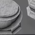 Three Gray Octagonal Textured Household Decorative Items With Circular Flat Top And Stone Like Surface 3d model