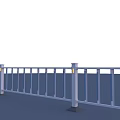 White Road Guardrail With Lighted Posts And Black Base Supports For Roads