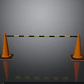 Orange Traffic Cones With Yellow Black Striped Bar For Road Safety Setup