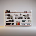 Modern Bookshelf with Wooden Shelves Books Photo Frames Storage Boxes and Decorative Items