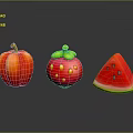 Fresh Red Bell Pepper Juicy Strawberry And Ripe Watermelon Slice Fruits