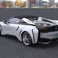 BMW White Black Convertible Sports Car With Streamlined Body And Green License Plate