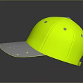 Neon Yellow Baseball Cap With Reflective Stars On Gray Brim And Smooth Surface Design