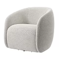 Modern Light Gray Single Sofa with Rounded Armrests and Plush Fabric Design
