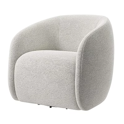 Modern Light Gray Single Sofa with Rounded Armrests and Plush Fabric Design 3d model