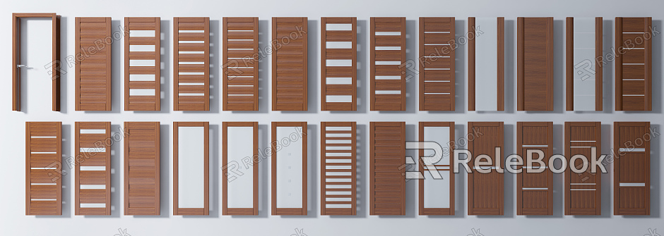 Modern swing door generation solid wood door metal side door bedroom door model