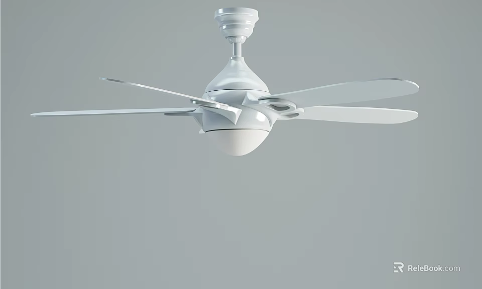 Elegant White Ceiling Fan Light With Modern Blades And Sleek Design For Indoor Home Use 3d model 