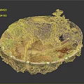 Miniature Landscape Model With Green Plants Rock Formation And Water Stream