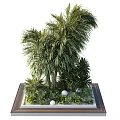 Outdoor Tree Planter with Lush Green Trees Various Plants and Natural Foliage