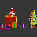 Festive Santa Claus Costume And Christmas Themed Apparel With Holiday Decorations