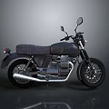 Black Vintage Motorcycle With Leather Seat Chrome Exhaust And Side Mirrors On Minimalist Gray Background