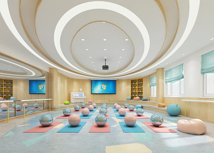 Modern Yoga Room Kindergarten Music Room Classroom 3d model