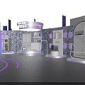 Modern Stage Design With Circular Layout Purple Lighting And Large LED Screen 3d model